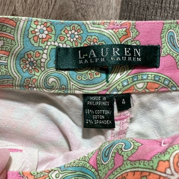 Fabulous Ralph Lauren Pink and Green Paisley Pants Sz 4 EUC - Picture 5 of 9